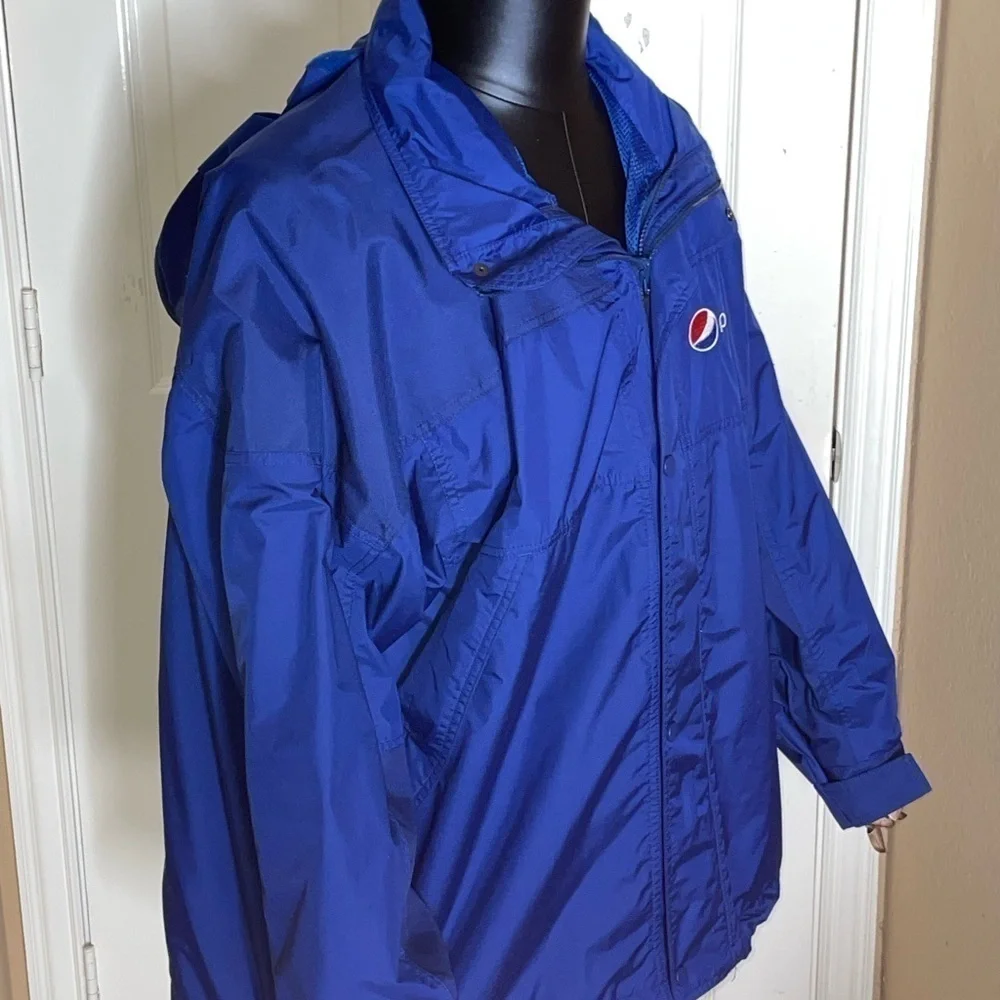 Pepsi Cola Jacket Adult XLarge Navy Full Zip Hooded Lined Aramark Uniform Coat  - Picture 8 of 12